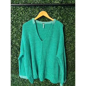Free People Take Me Over Green Oversized Sweater Size XS/S
